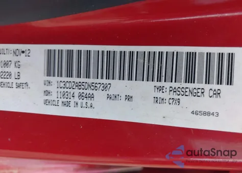 2013 Dodge Avenger Se from USA, damaged, VIN 1C3CDZAB5DN567307